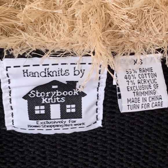 Storybook Knits Wildlife Expressions Tiger Print Faux Fur Trim Cardigan XS Black - Picture 4 of 15